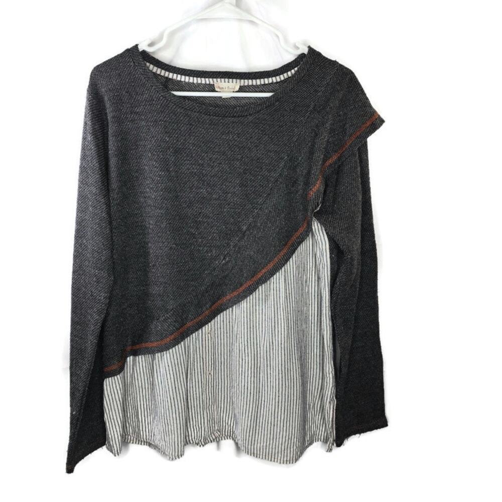 Hem & Thread Gray Sweater & Shirt Mix Linen Blend Size Large